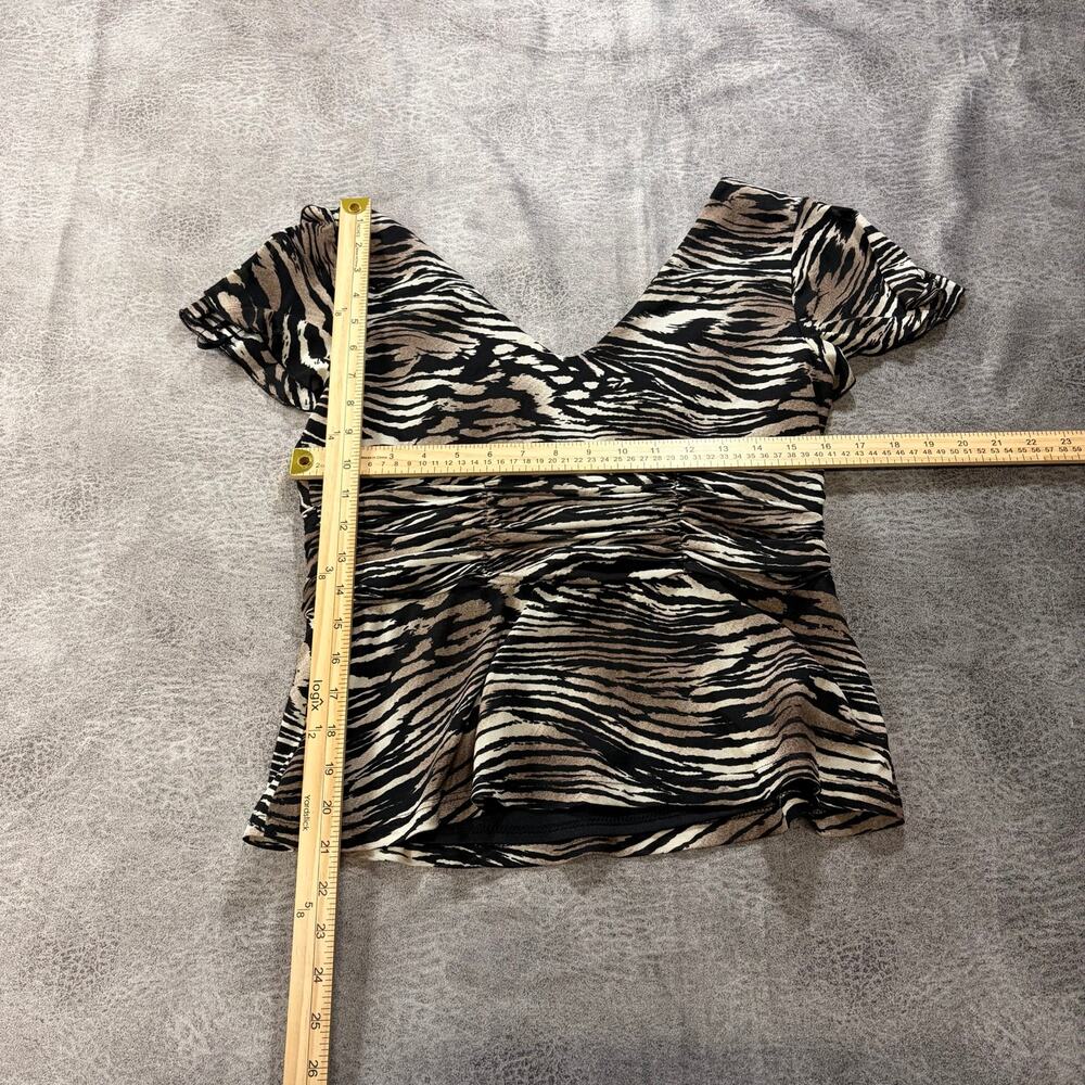 Vintage Zebra Print Neutral Ruched Blouse - Picture 6 of 6